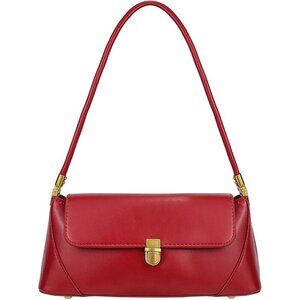 Vintage Small Red Shoulder Bag for Women Zipper Closure and Classic Design